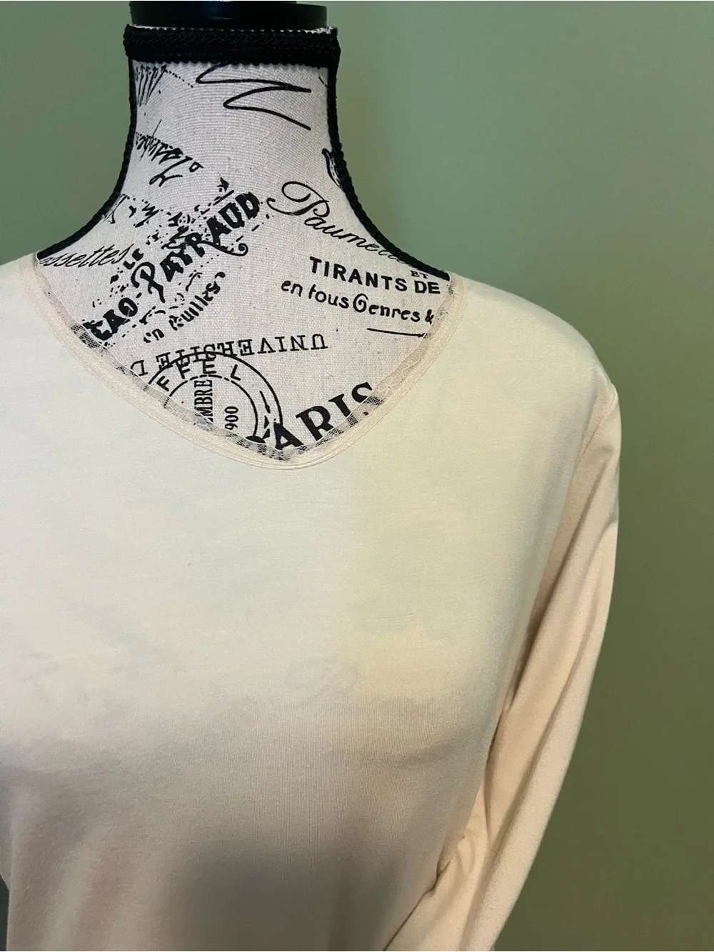 Johnny Was Women’s Cream Long-Sleeve V-Neck Top with Lace Bell Cuffs